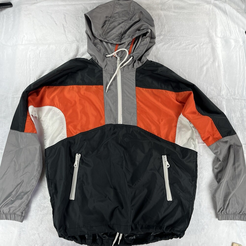 Mens Urban Outfitters Windbreaker S Retro Colorblock Outdoor Athleisure Hooded